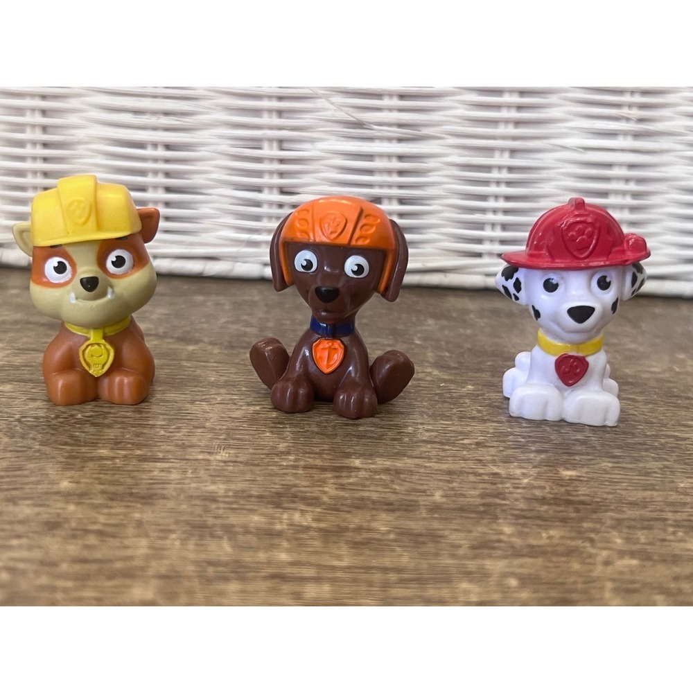 Paw Patrol Rescue Pups Plastic Mini Figures Zuma Marshall & Rubble Play Toy Lot
